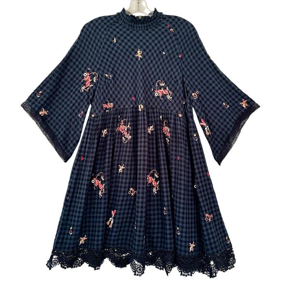 Odd Molly Dress Embroidered floral flare sleeves lace witchy whimsigoth Small XS - Picture 1 of 16